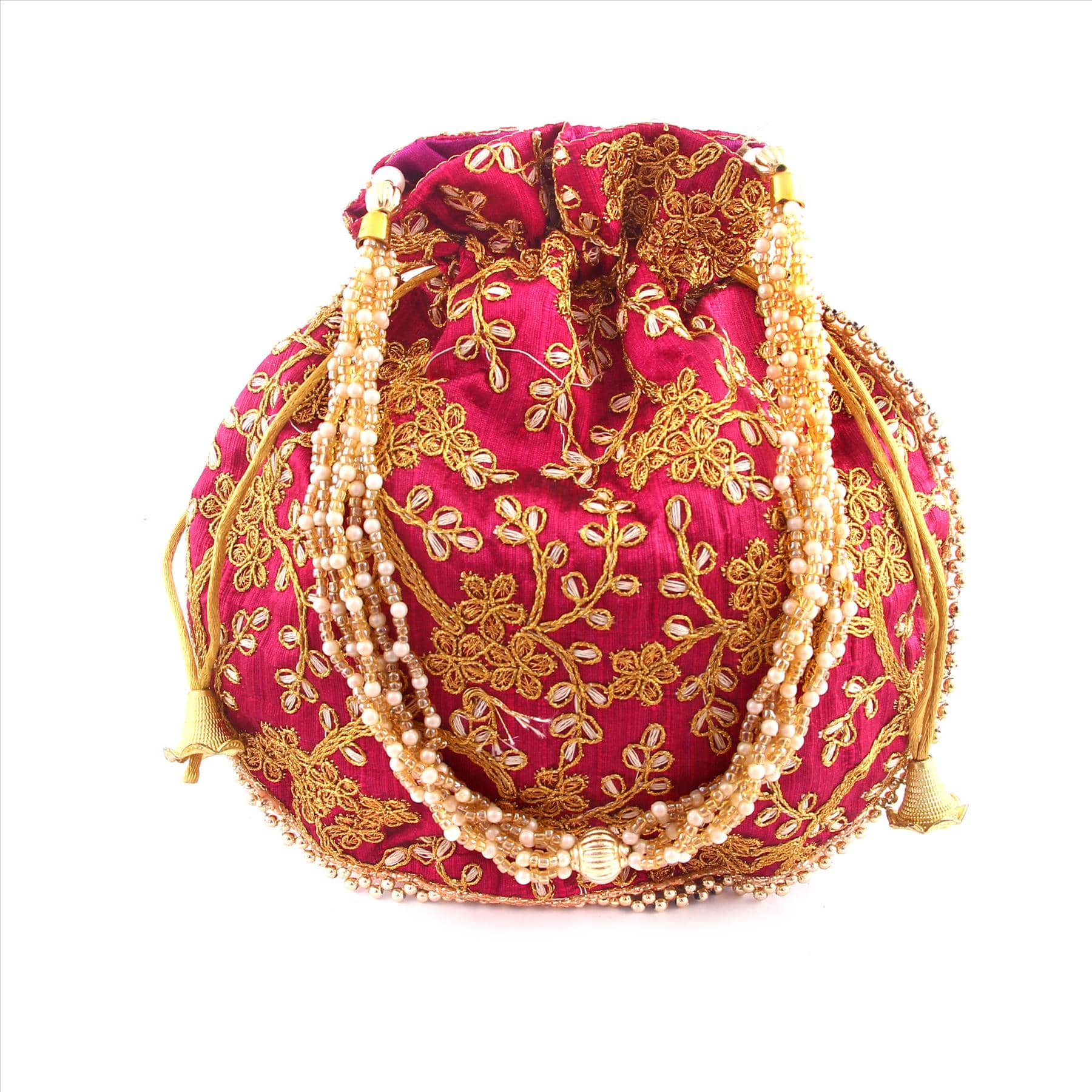 Apratim Pink Silk Potli - Handbags | Buy online on ZillyBuy