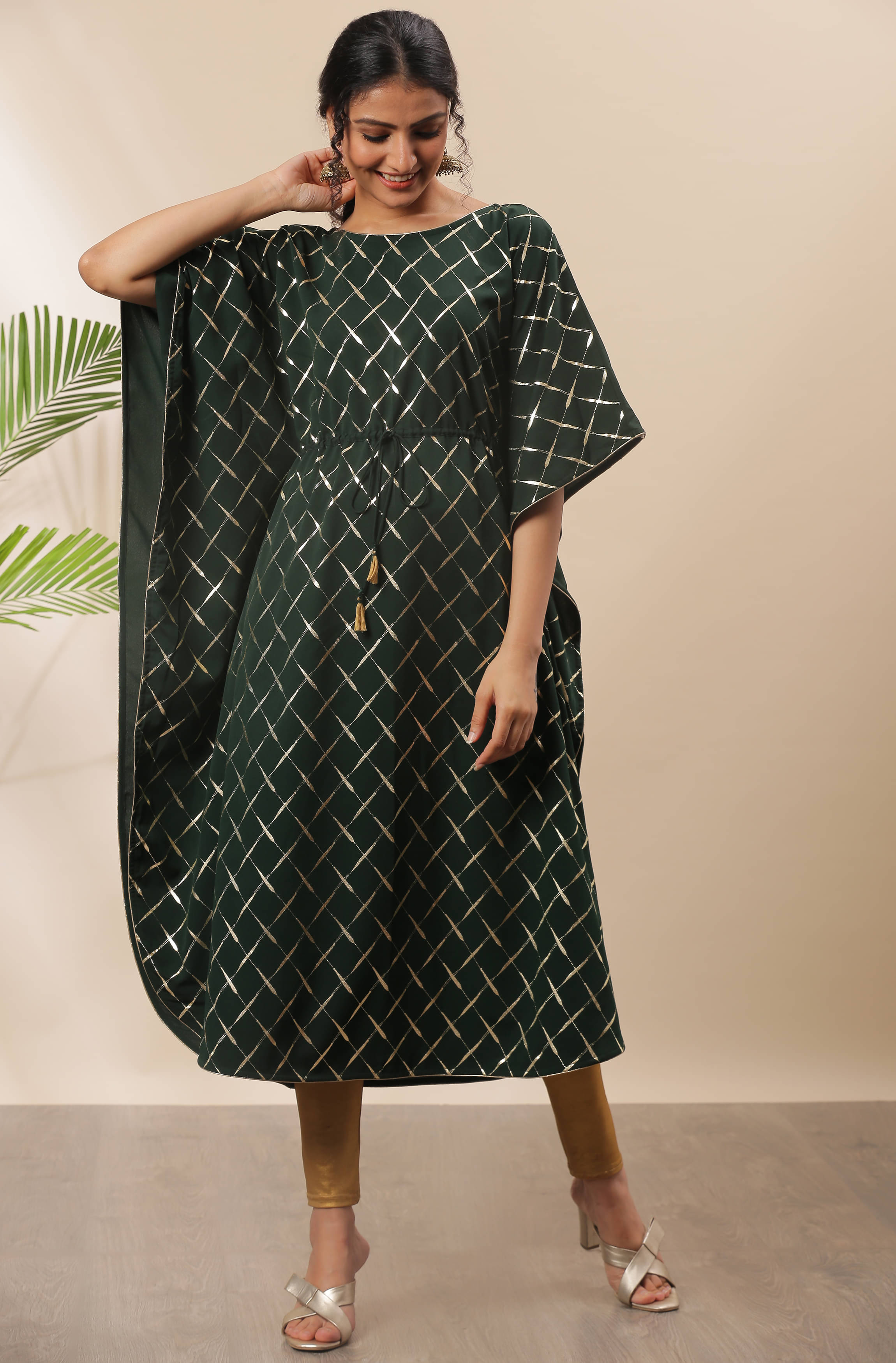     			Janasya - Green Crepe Women's Kaftan Kurti ( Pack of 1 )