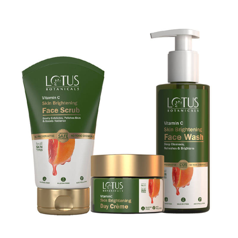     			Lotus Botanicals Combo Vitamin C Face Wash180ml, Scrub100g, Day Cream 50gm (Pack of 3)