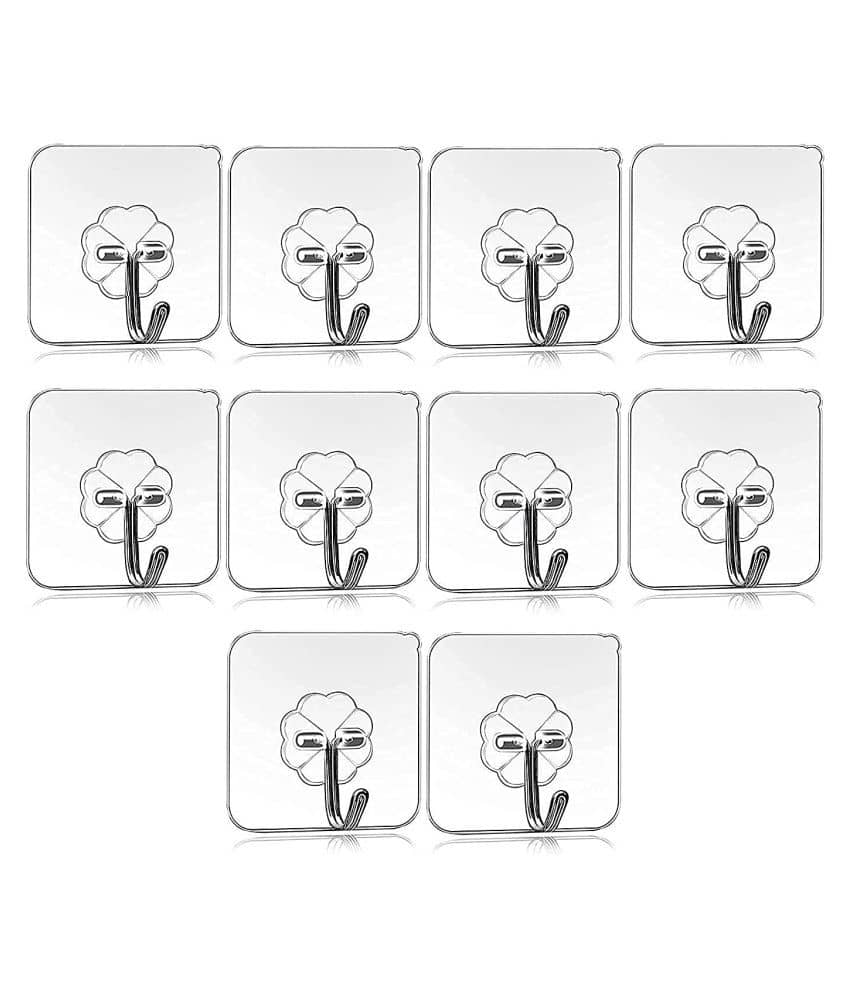 Mr Bhoot Self Adhesive Wall Hanging Hooks Pack of 10, WaterProof 10 Kg Capacity Strong Adhesive Wall Hooks Hanger for Home Kitchen Bathroom,Key Hanger Sticker,Hook Hanger Sticker,Adhesive Stickers ABS Plastic Steel Hook Hanger.