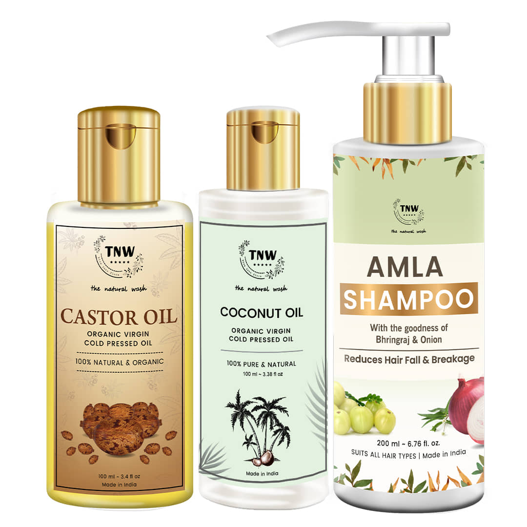 TNW - The Natural Wash Amla Shampoo,Castor Oil & Coconut oil Shampoo 200 mL Pack of 3
