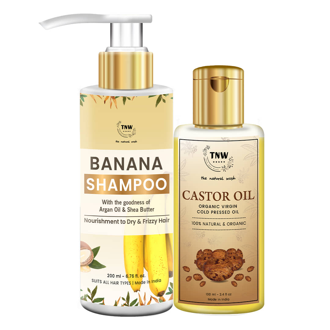 TNW - The Natural Wash Castor oil and Banana Shampoo For shiny hair Shampoo 300ml mL Pack of 2