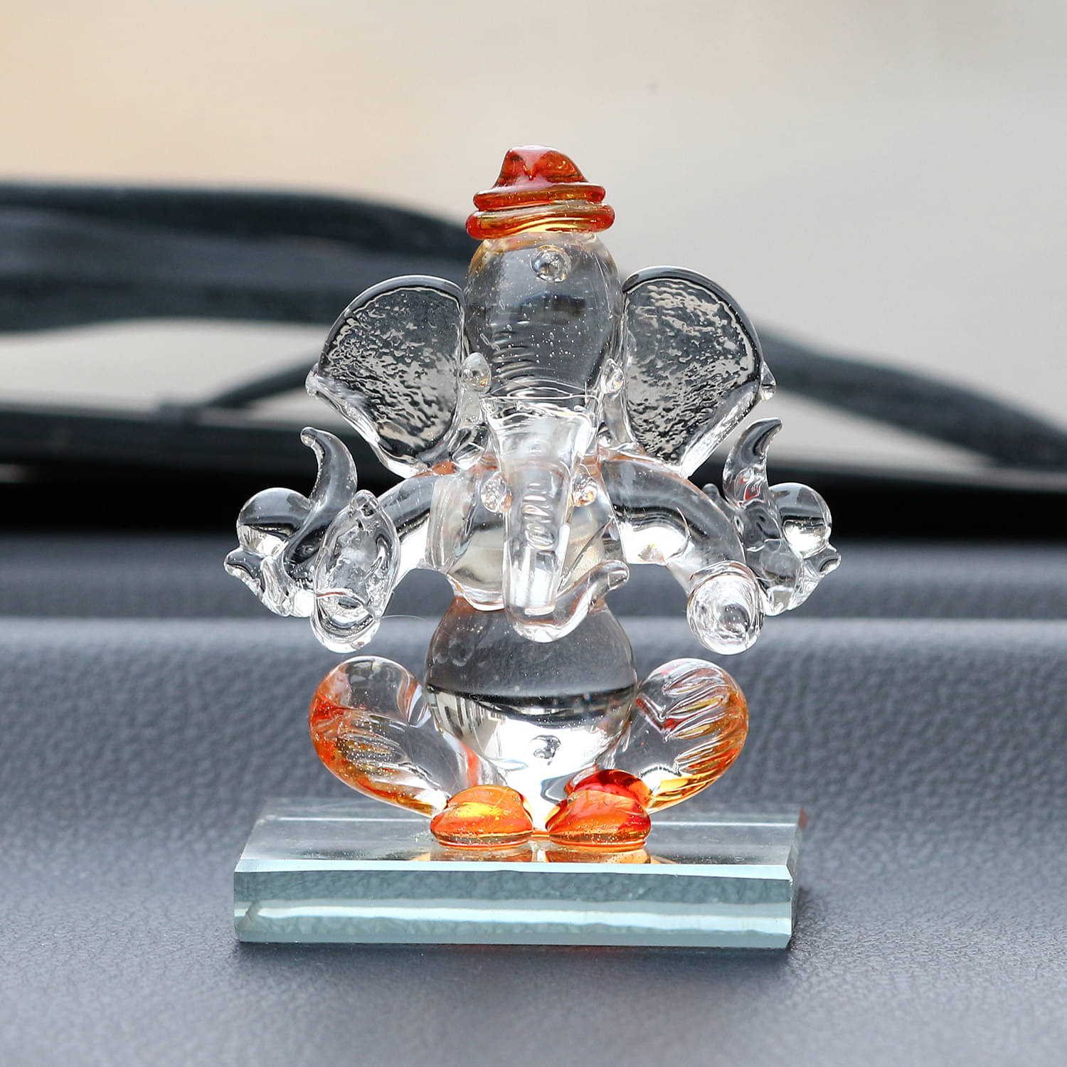 eCraftIndia Orange Coloured & Transparent Handcrafted Double Sided Crystal Lord Ganesha Showpiece eCraftIndia Orange Coloured & Transparent Handcrafted Double Sided Crystal Lord Ganesha Showpiece