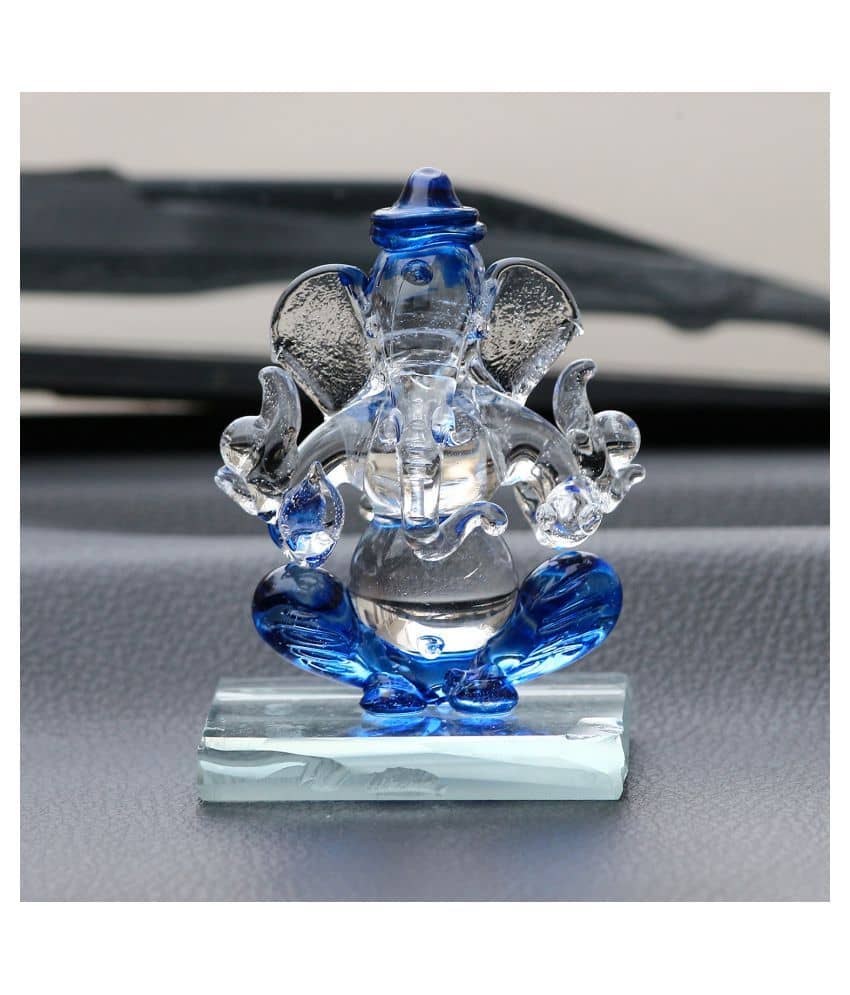 eCraftIndia Blue-Toned Textured Ganesha Figurine Showpiece