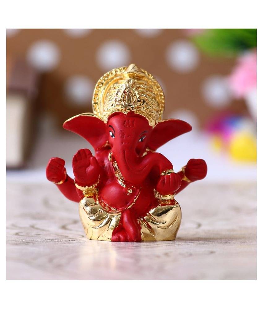 eCraftIndia Red & Gold-Toned Handcrafted Mukut Ganesha Decorative Showpiece eCraftIndia Red & Gold-Toned Handcrafted Mukut Ganesha Decorative Showpiece