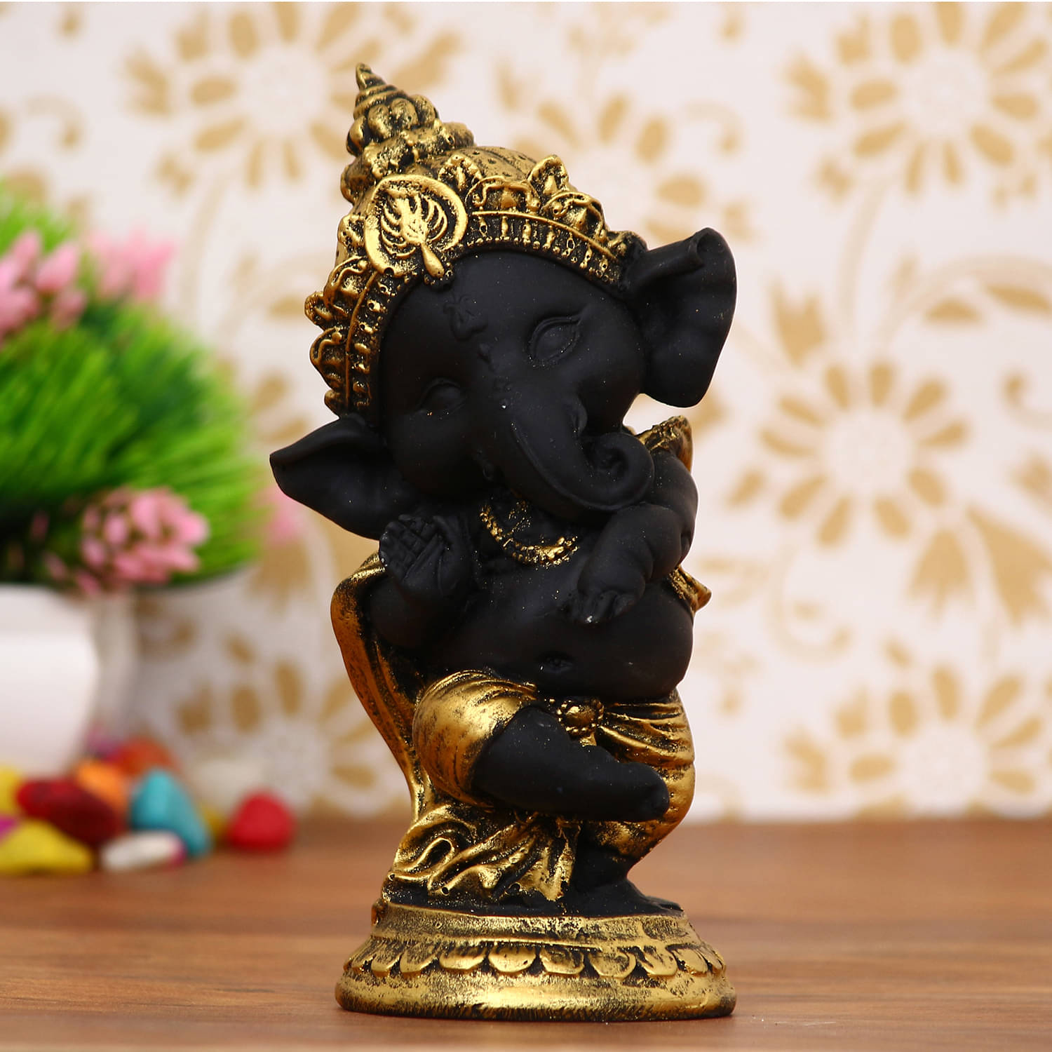 eCraftIndia Handcrafted Golden And Black Polyresin Dancing Ganesha Idol Decorative Showpiece eCraftIndia Handcrafted Golden And Black Polyresin Dancing Ganesha Idol Decorative Showpiece