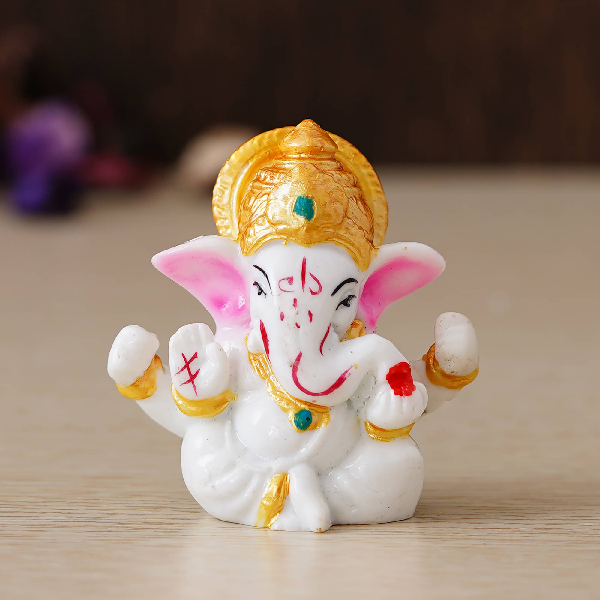 eCraftIndia White & Gold-Toned Handcrafted Lord Ganesha Idol     			eCraftIndia White & Gold-Toned Handcrafted Lord Ganesha Idol