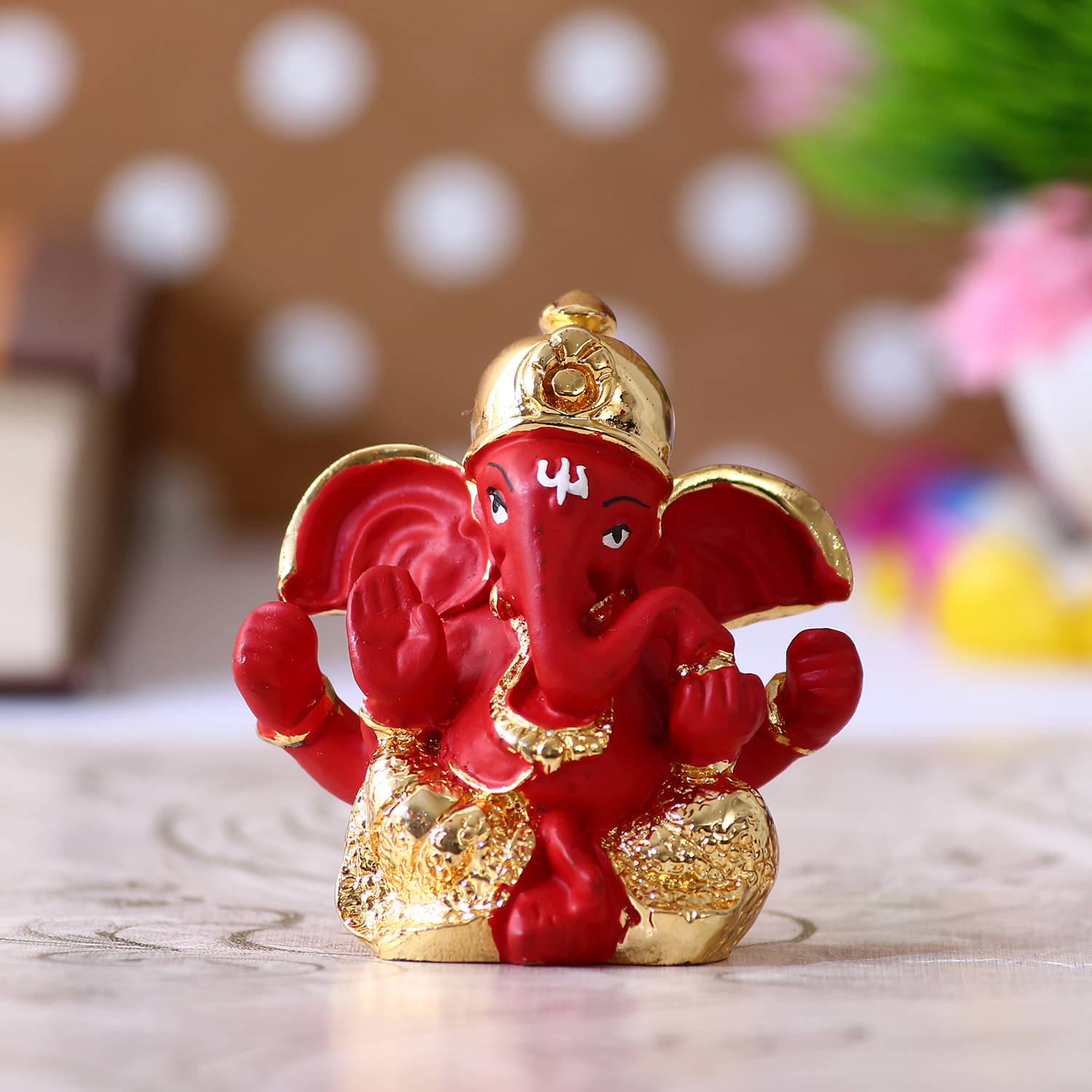 eCraftIndia Gold Plated Red Dhoti Ganesha Decorative Showpiece for Home/Temple/Office/Car Dashboard eCraftIndia Gold Plated Red Dhoti Ganesha Decorative Showpiece for Home/Temple/Office/Car Dashboard