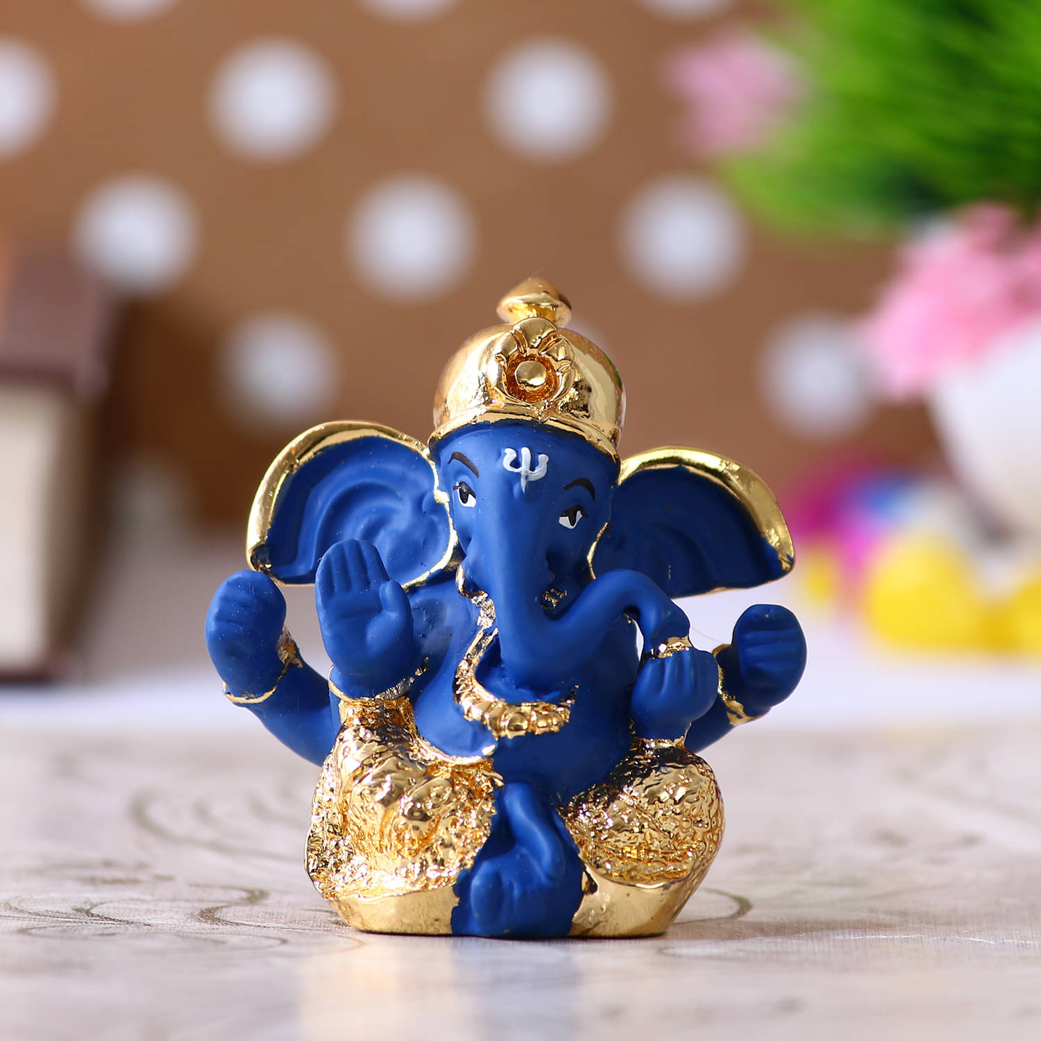 eCraftIndia Blue & Gold-Toned Handcrafted Lord Ganesha Idol     			eCraftIndia Blue & Gold-Toned Handcrafted Lord Ganesha Idol