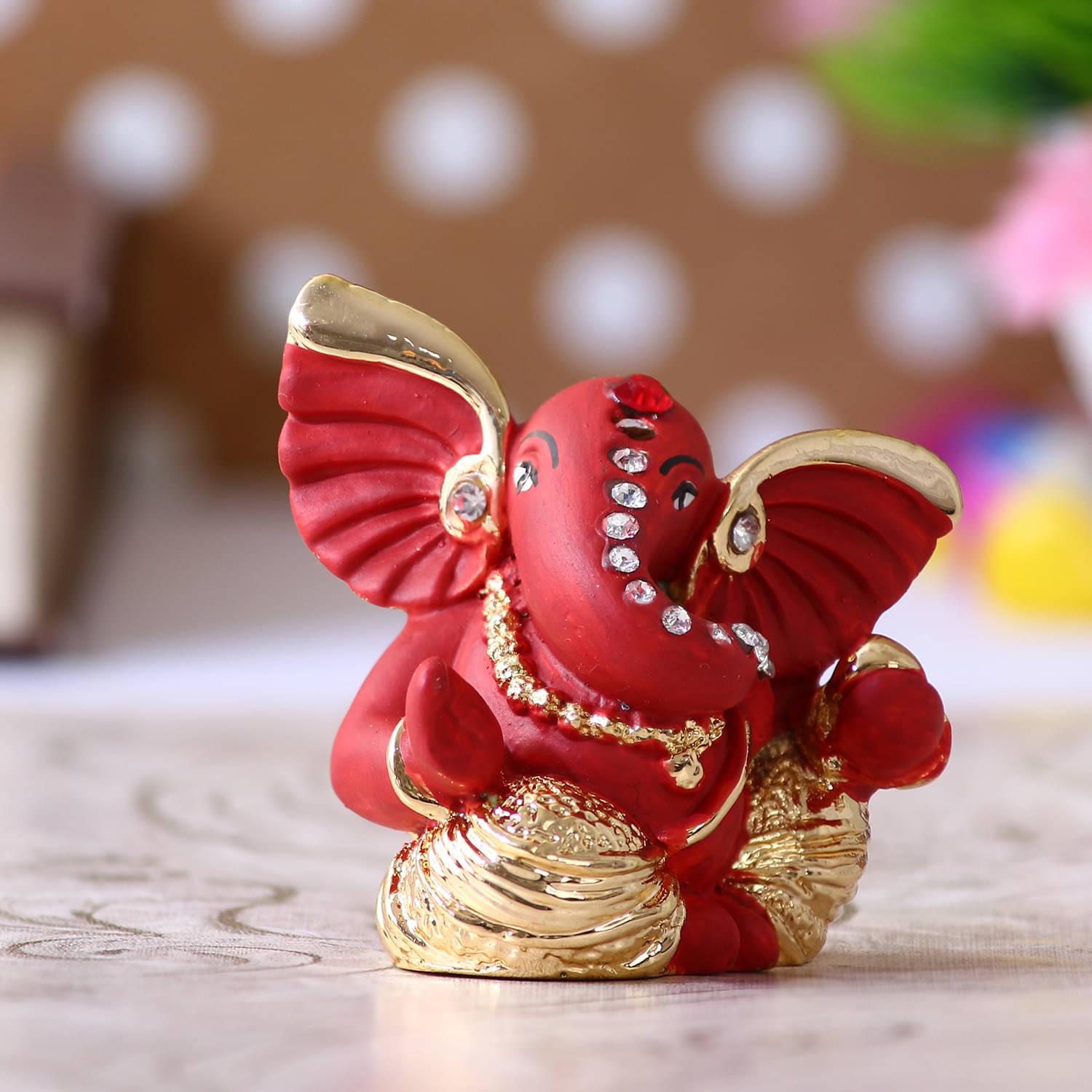 eCraftIndia Red & Gold Toned Handcrafted Mini Kaan Lord Ganesha Showpiece eCraftIndia Red & Gold Toned Handcrafted Mini Kaan Lord Ganesha Showpiece