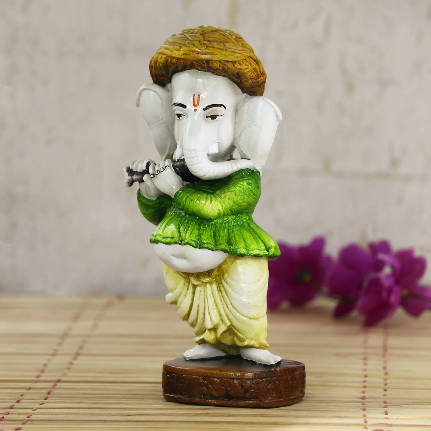 eCraftIndia Green & Yellow Lord Ganesha Playing Instument Showpiece eCraftIndia Green & Yellow Lord Ganesha Playing Instument Showpiece