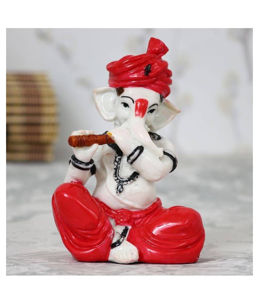 eCraftIndia Red & White Handcrafted Lord Ganesha Playing Flute Showpiece eCraftIndia Red & White Handcrafted Lord Ganesha Playing Flute Showpiece