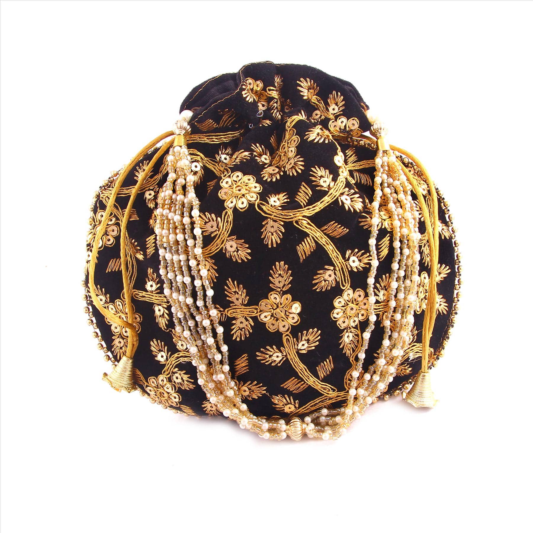 Apratim Black Silk Potli - Handbags | Buy online on ZillyBuy