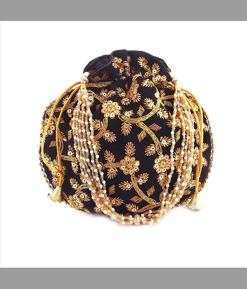 Apratim Black Silk Potli - Handbags | Buy online on ZillyBuy