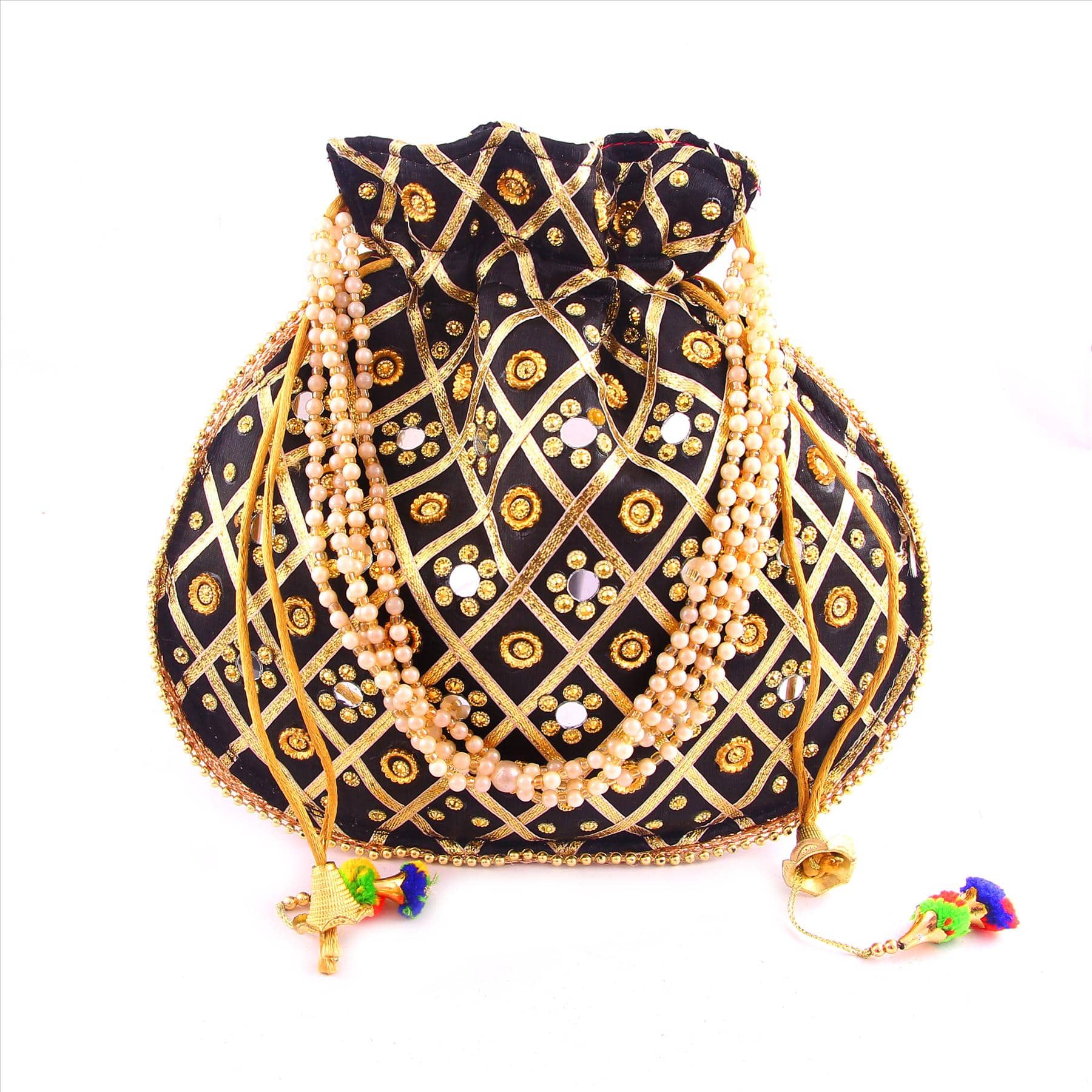 Apratim Black Silk Potli - Handbags | Buy online on ZillyBuy