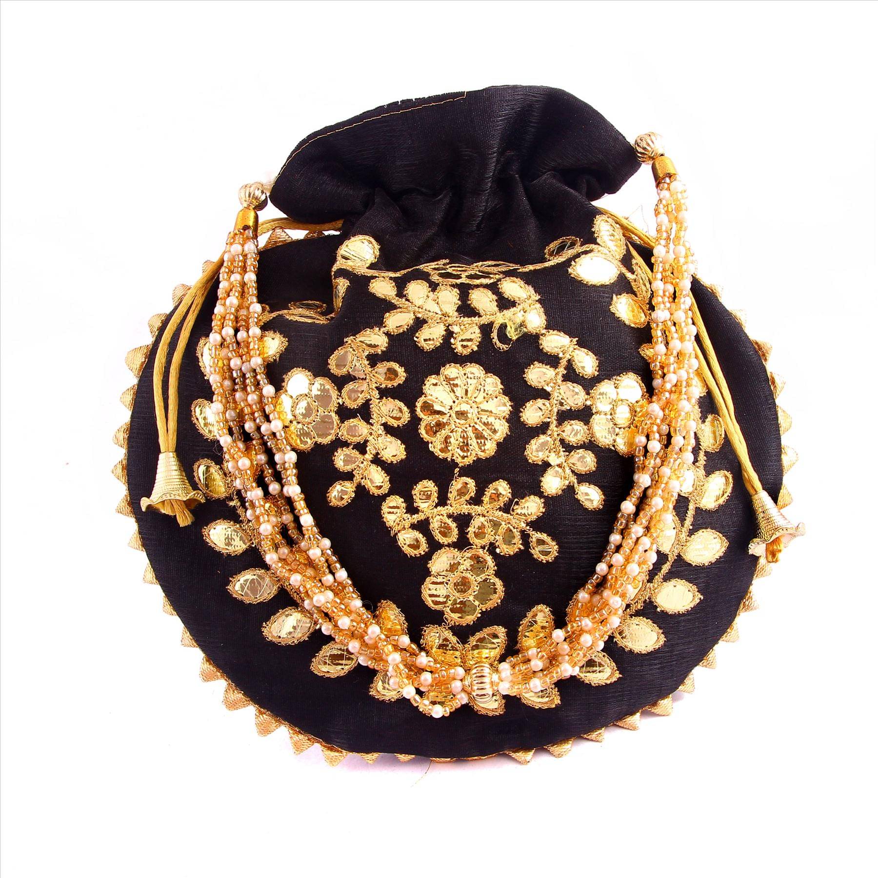     			Apratim Black Silk Potli