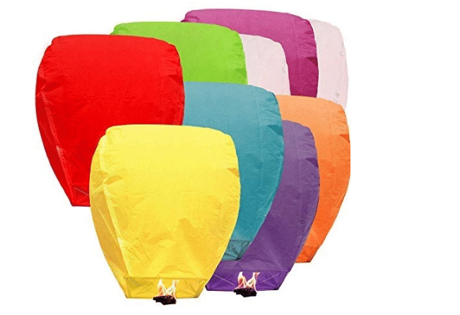     			Blooms Mall  Paper Sky Lanterns Multicolour Wishing Hot Air Balloon ( Pack of 10