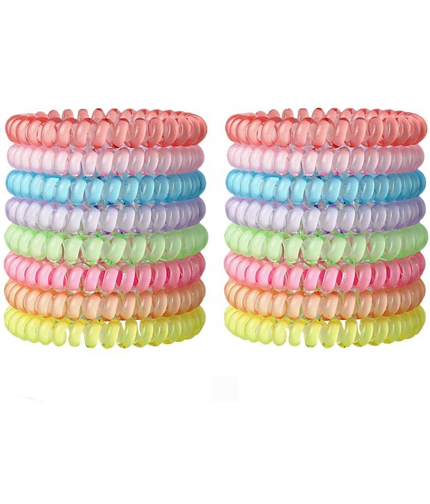 FOK 16 Pcs Spiral Transparent Elastic Hair Tie Rubber Bands For Girls and Women - Random Color - Jewellery Sets | Buy online on ZillyBuy