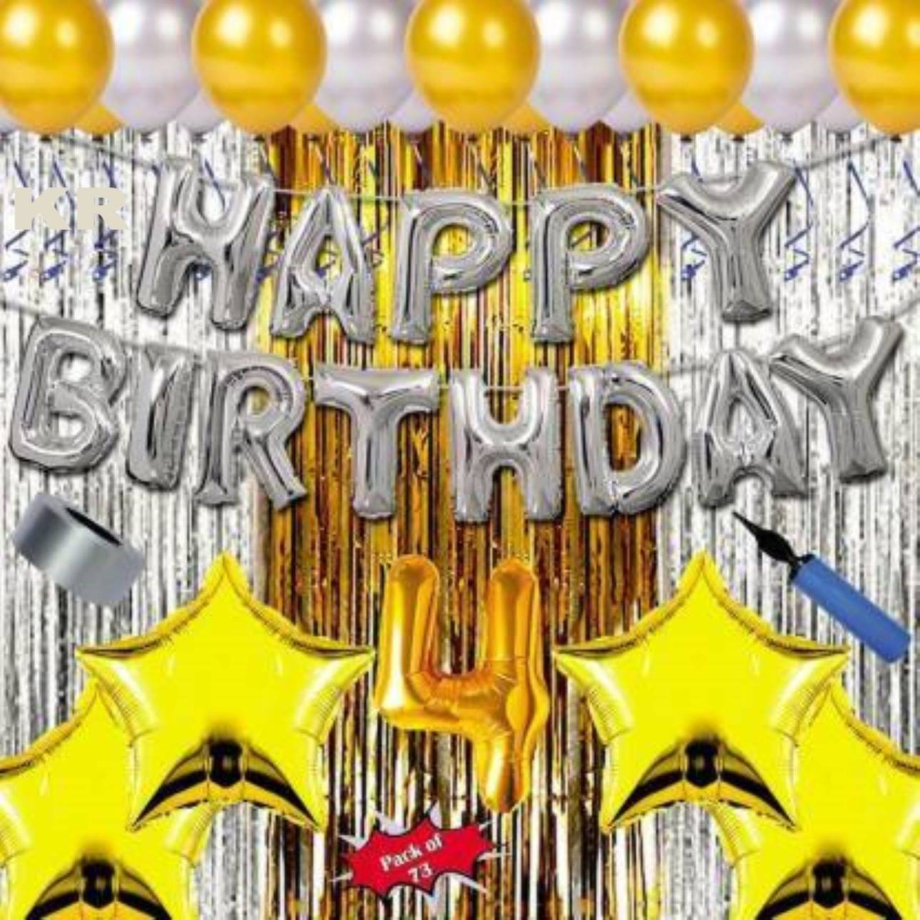 KR Girl baby boy & kids Fourth/4th happy birthday combo/kit pack material party decorations(Pack of 73) KR Girl baby boy & kids Fourth/4th happy birthday combo/kit pack material party decorations(Pack of 73)