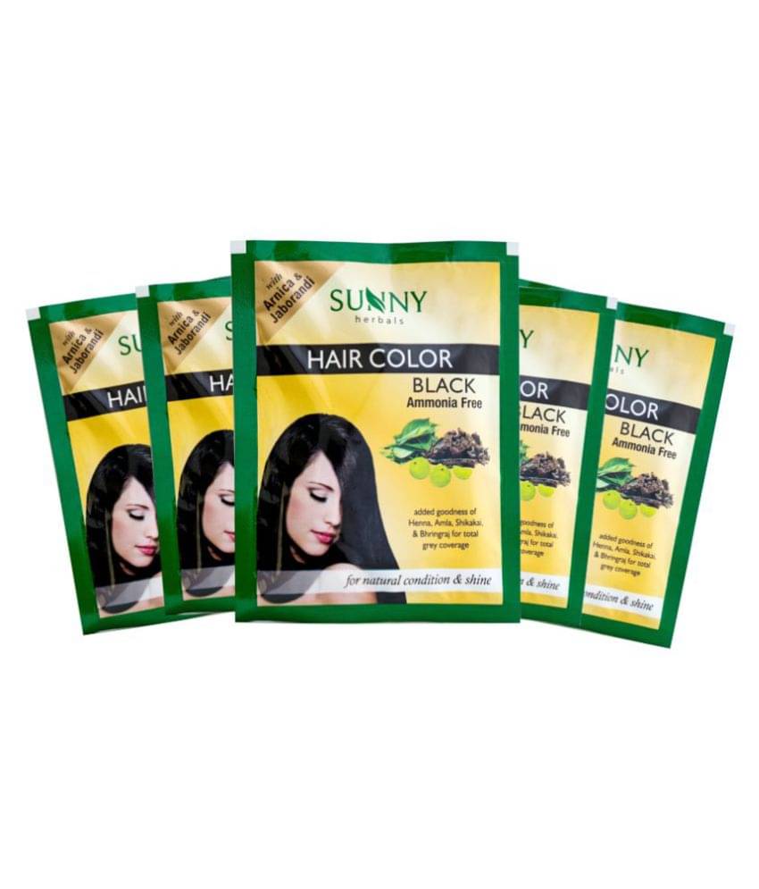 SUNNY HERBALS Permanent Hair Color Black 20 g Pack of 5 SUNNY HERBALS Permanent Hair Color Black 20 g Pack of 5