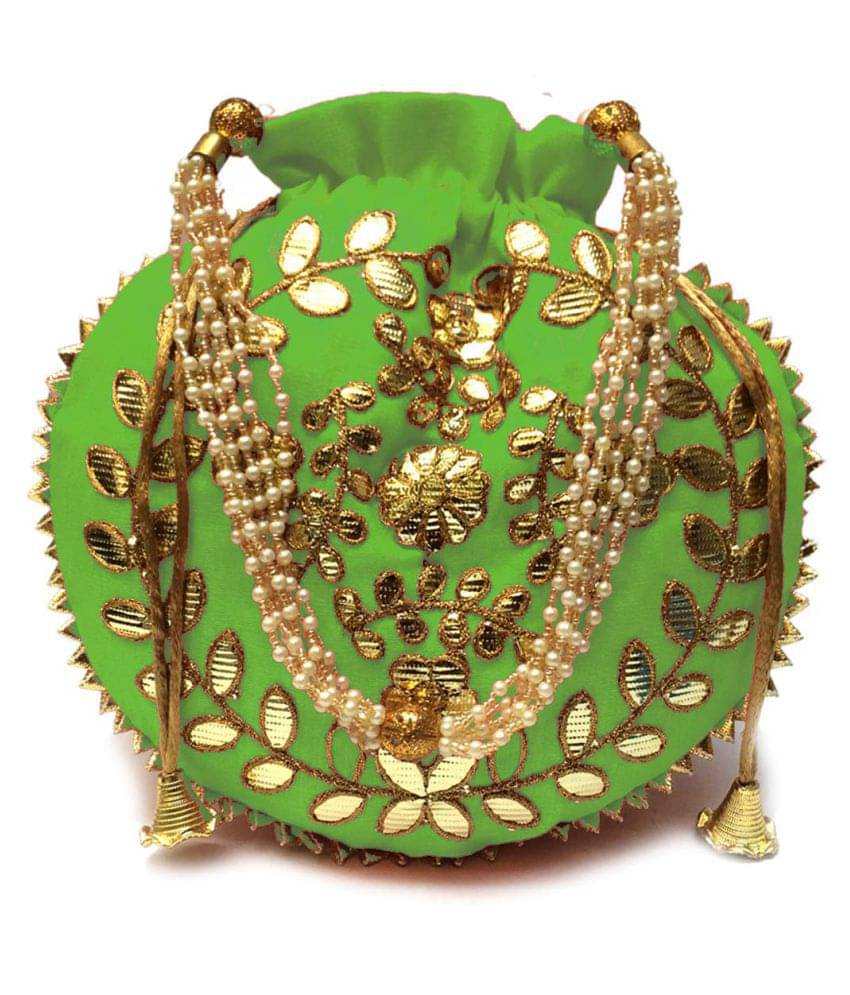     			Apratim Green Silk Handheld