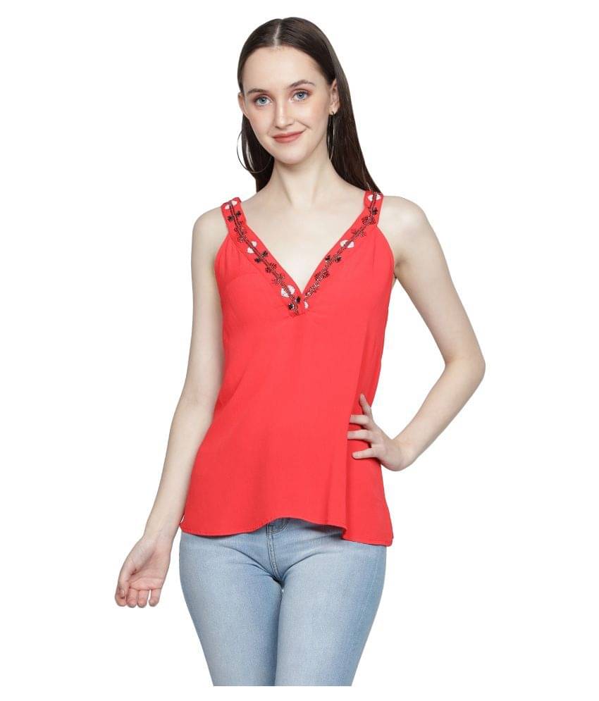 NUEVOSDAMAS Women's Rayon Regular Top ( Red ) NUEVOSDAMAS Women's Rayon Regular Top ( Red )