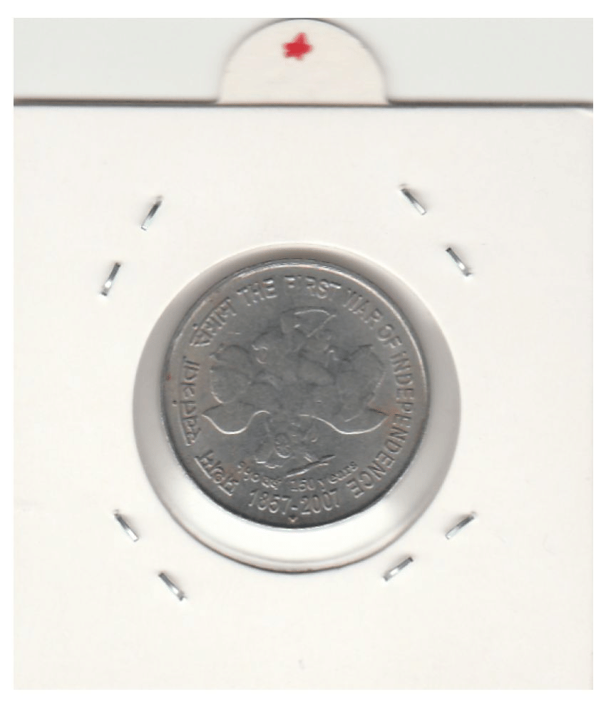     			NUMISMATTECLY  RARE AND SCARCE COLLECTIBLE FIVE RUPPE COMMOMORATIVE C01N ,STEEL METAL-150 YEARS OF THE FIRST WAR OF INDEPENDENCE, YEAR-1857-2007,  IN EXTRA FINE CONDITION , HIGHLY COLLECTIBLE