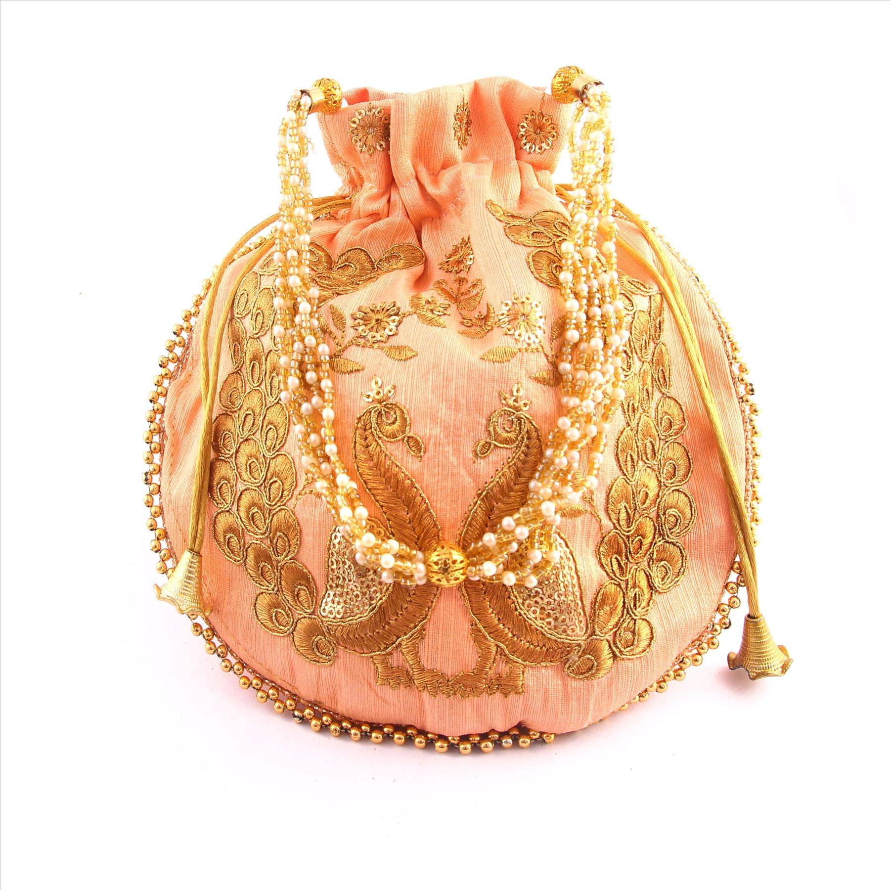     			Raj PeachPuff Silk Potli