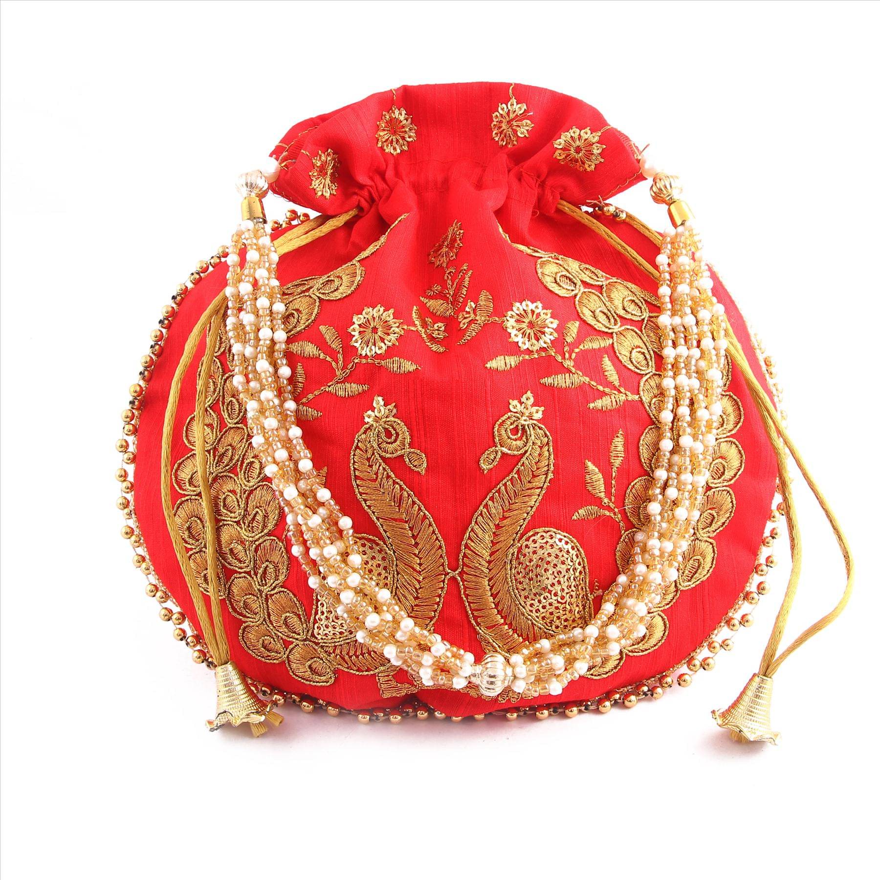     			Raj Red Silk Potli