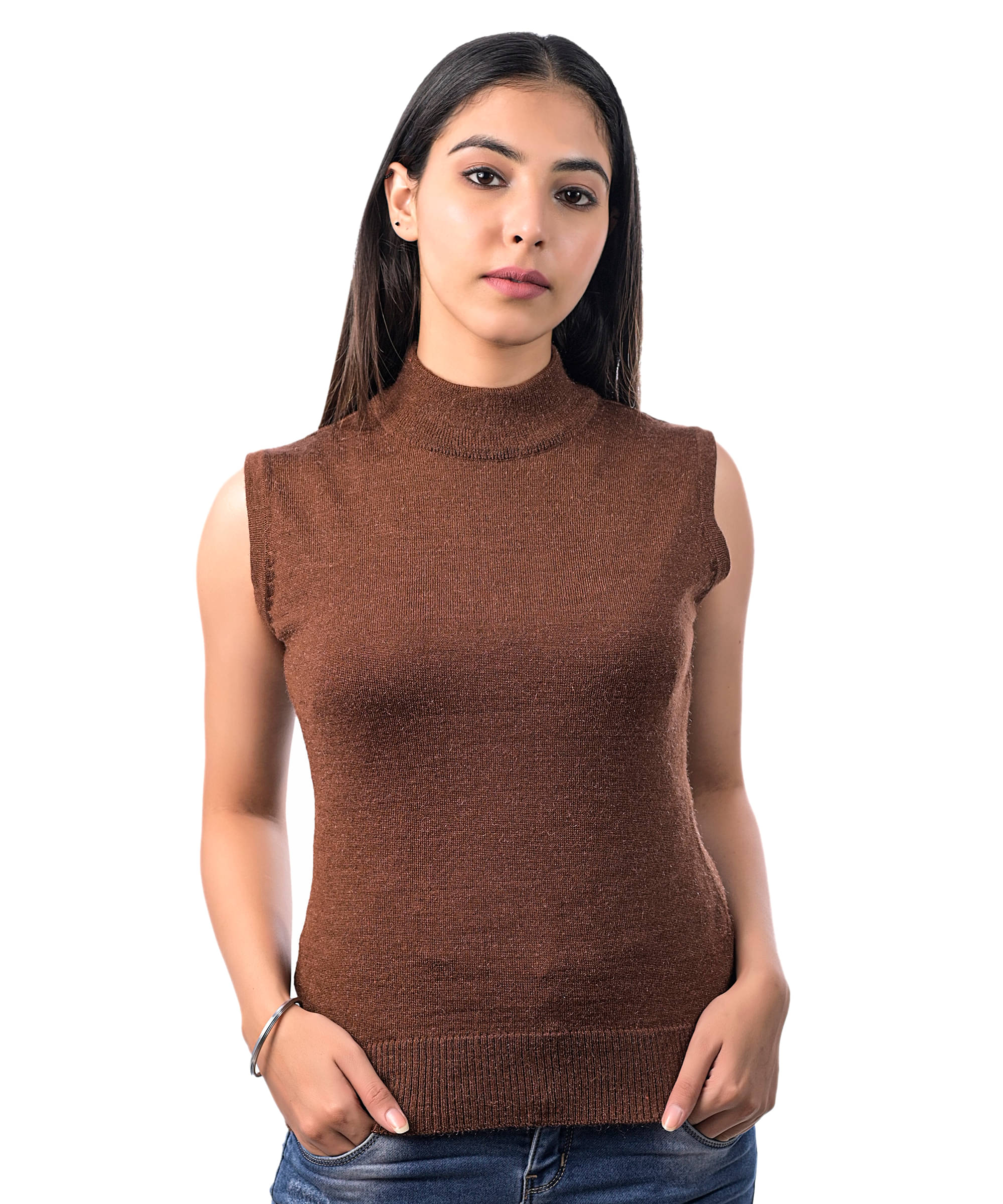 Varenyam Women Acrylic High Neck Pullover ( Brown ) Varenyam Women Acrylic High Neck Pullover ( Brown )