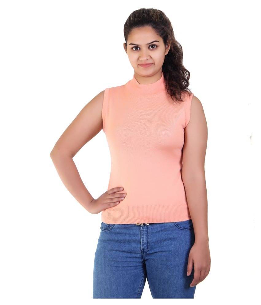 Varenyam Women Acrylic High Neck Pullover ( Peach )     			Varenyam Women Acrylic High Neck Pullover ( Peach )