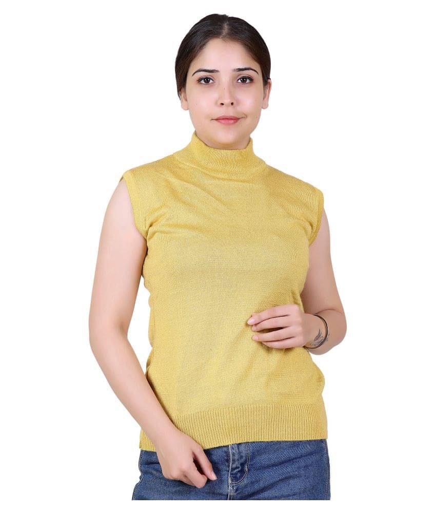     			Varenyam Women Acrylic High Neck Pullover ( Yellow )