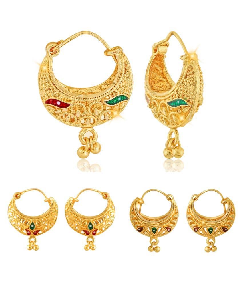Vighnaharta Beautiful Gold Plated Clip on Bucket,basket and Chand Bali earring Combo For Women and Girls -VFJ1139-1181-1395ERG - Earrings | Buy online on ZillyBuy