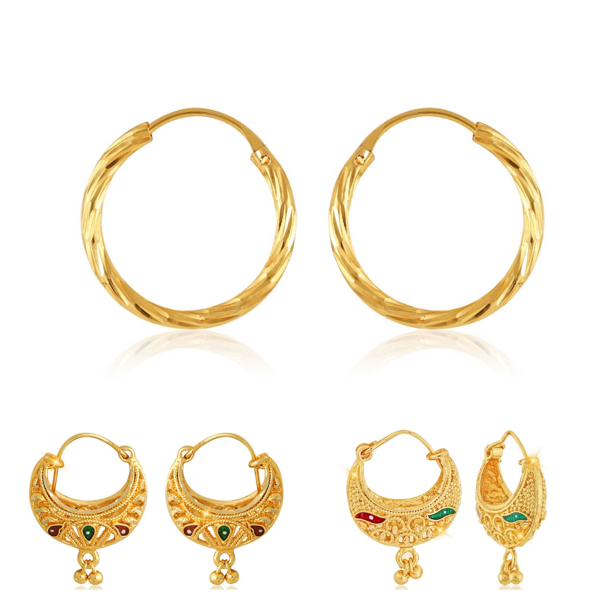 Vighnaharta Elegant Beautiful Gold PlatedClip on Bucket,basket and Chand Bali earring Combo For Women and Girls -VFJ1317-1139-1181ERG Vighnaharta Elegant Beautiful Gold PlatedClip on Bucket,basket and Chand Bali earring Combo For Women and Girls -VFJ1317-1139-1181ERG