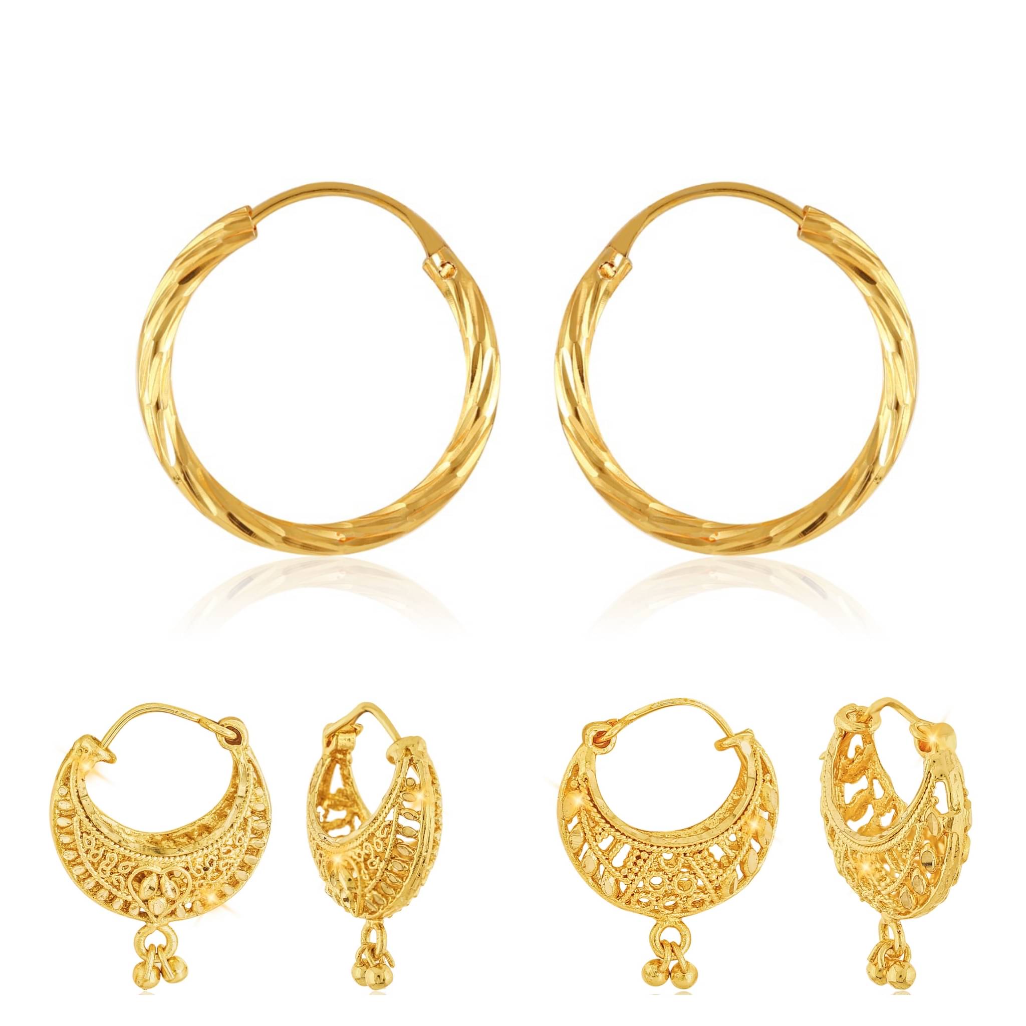     			Vighnaharta Elegant Twinkling Beautiful Gold Plated Clip on Bucket,basket and Chand Bali earring Combo For Women and Girls -VFJ1137-1138-1317ERG
