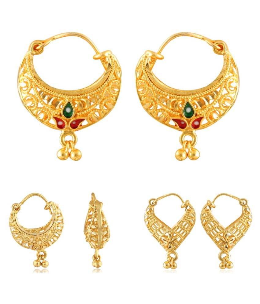 Vighnaharta Gold Plated Clip on Bucket,basket and Chand Bali earring Combo For Women and Girls -VFJ1102-1394-1395ERG     			Vighnaharta Gold Plated Clip on Bucket,basket and Chand Bali earring Combo For Women and Girls -VFJ1102-1394-1395ERG
