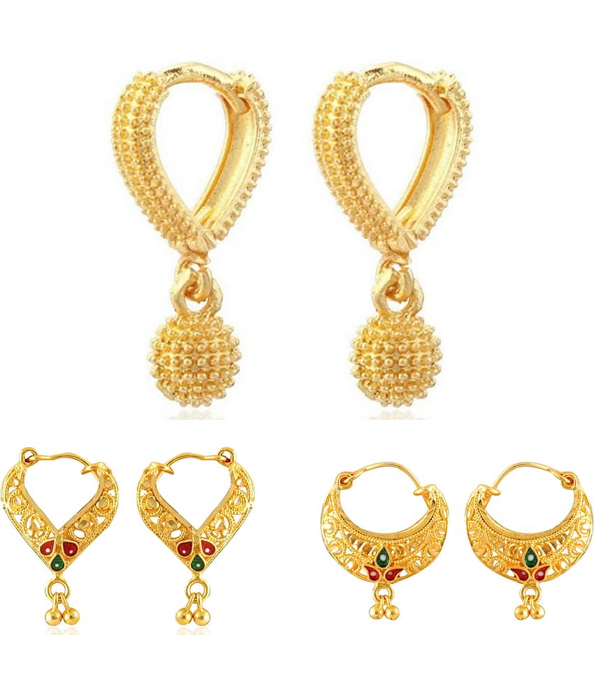 Vighnaharta Twinkling Beautiful Gold Plated Clip on Bucket,basket and Chand Bali earring Combo For Women and Girls -VFJ1179-1392-1395ERG - Earrings | Buy online on ZillyBuy