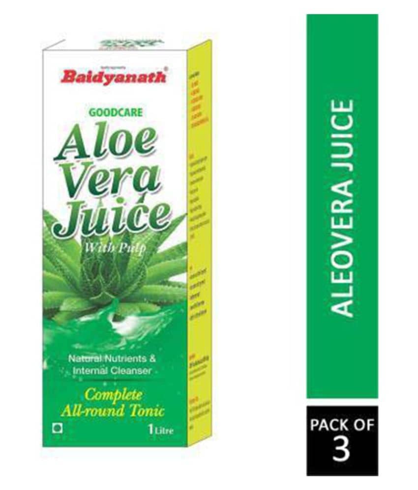 Baidyanath Pure Aloe Vera Juice (with Pulp)- No Added Sugar(1000ml)|For All-Around Detox(Pack of 3)
