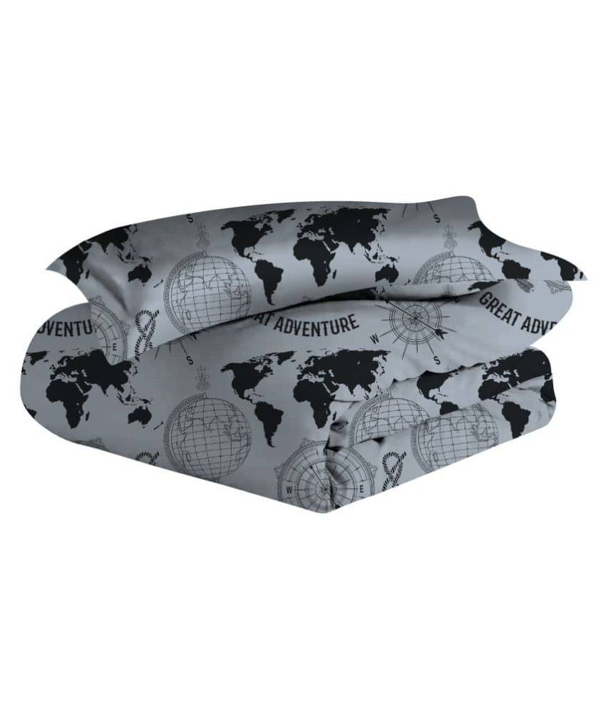     			DIVINE CASA Single Polyester Gray Abstract Duvet Cover
