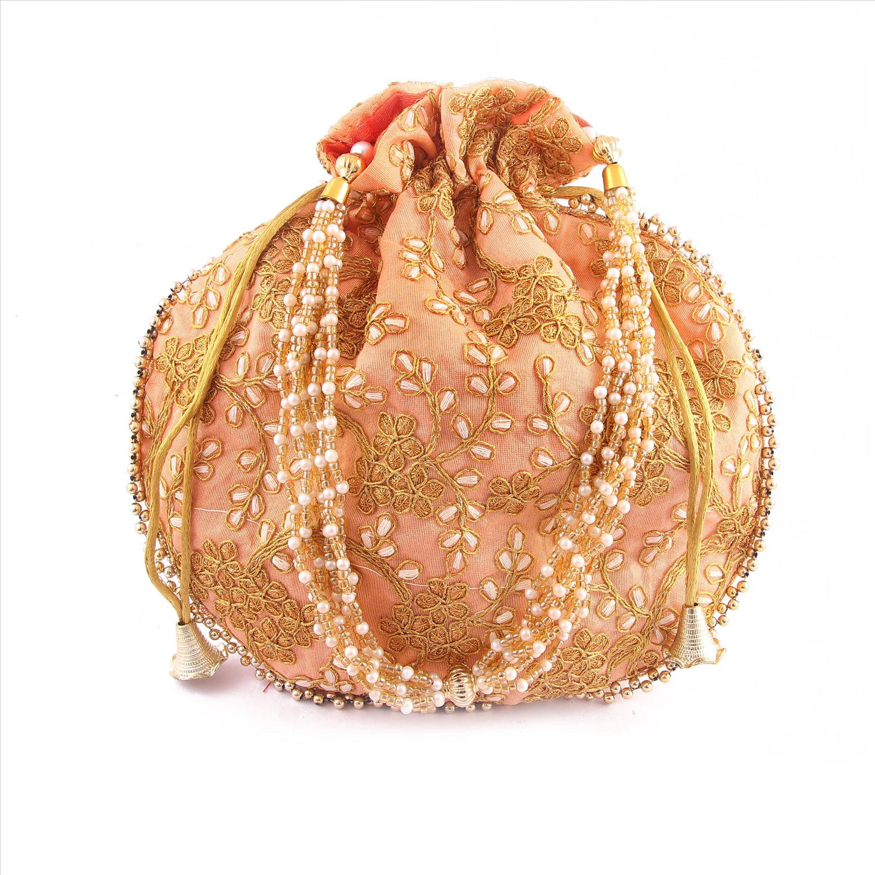     			Raj PeachPuff Silk Potli