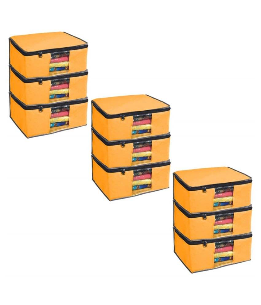     			09Presents Non Woven Saree Cover Storage Bags for Clothes Combo Offer Saree Organizer for Wardrobe/Organizers for Clothes/Organizers for Wardrobe (Yellow)