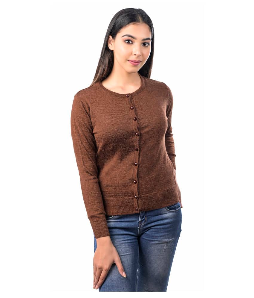 Varenyam Acrylic Brown Cardigans Dress - Single