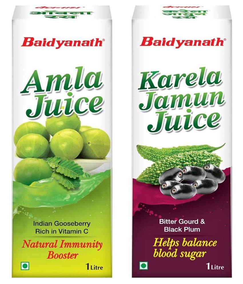     			Baidyanath Karela Jamun + Amla Juice Combo(1000ML Each)|Helps in Reducing the Bad Cholesterol Level|