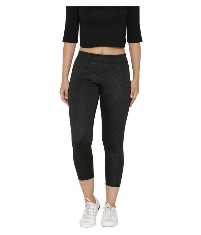     			N-Gal Black Polyester Lycra Solid Tights - Single