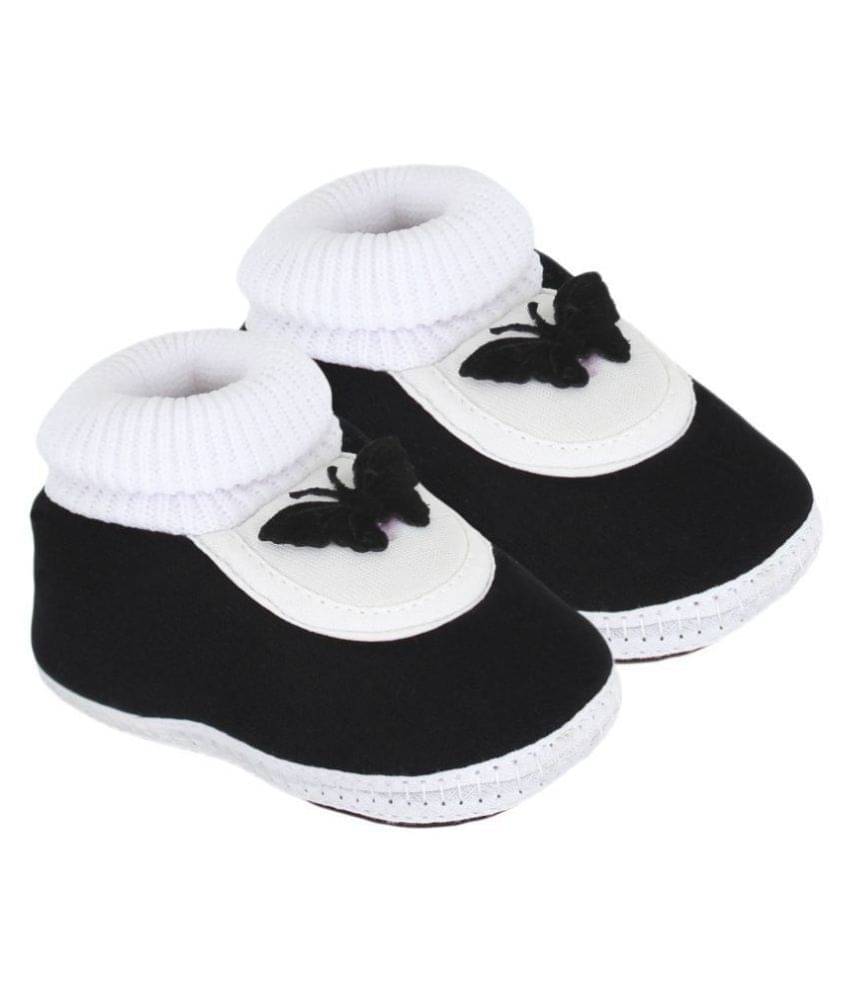     			Neska Moda Baby Boys And Baby Girls Black Soft Slip On Booties For 0 To 6 Months BT382