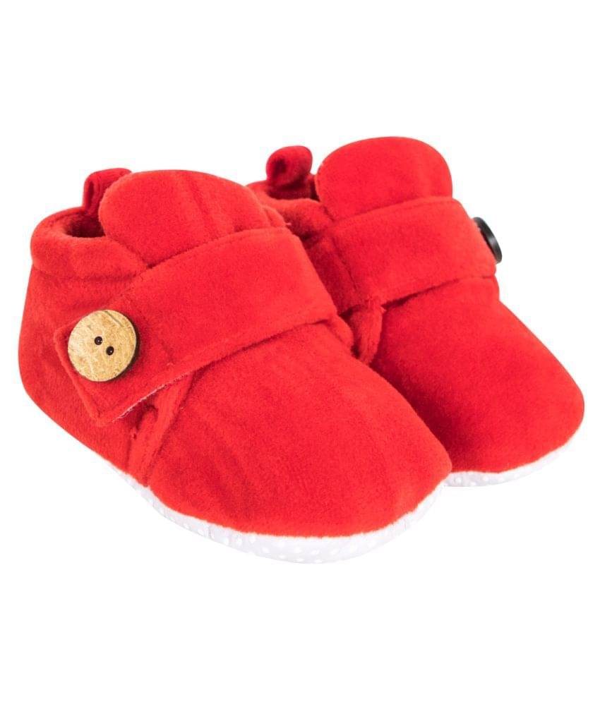     			Neska Moda Baby Boys & Baby Girls 6 To 9 Months Velvet Booties (Red) -BT784