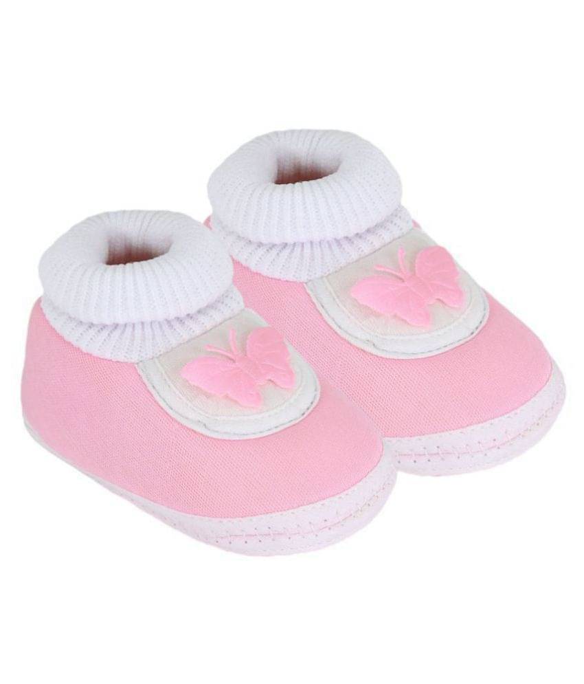     			Neska Moda Baby Unisex Butterfly Baby Pink Booties/Shoes For 0 To 12 Months Infants-SK175