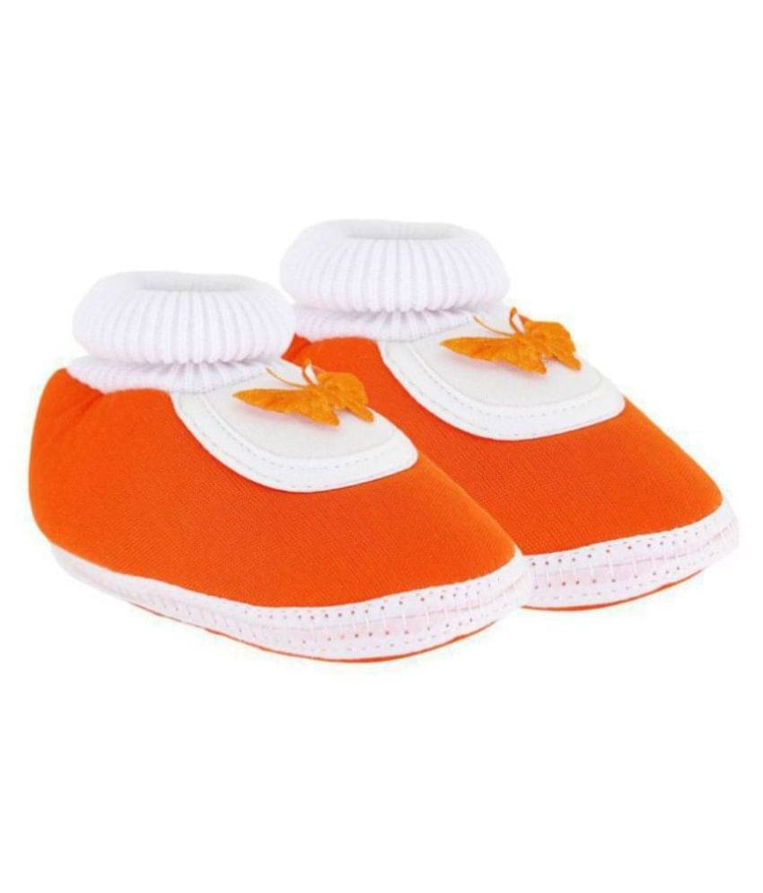     			Neska Moda Baby Unisex Butterfly Orange Booties/Shoes For 0 To 12 Months Infants-SK143