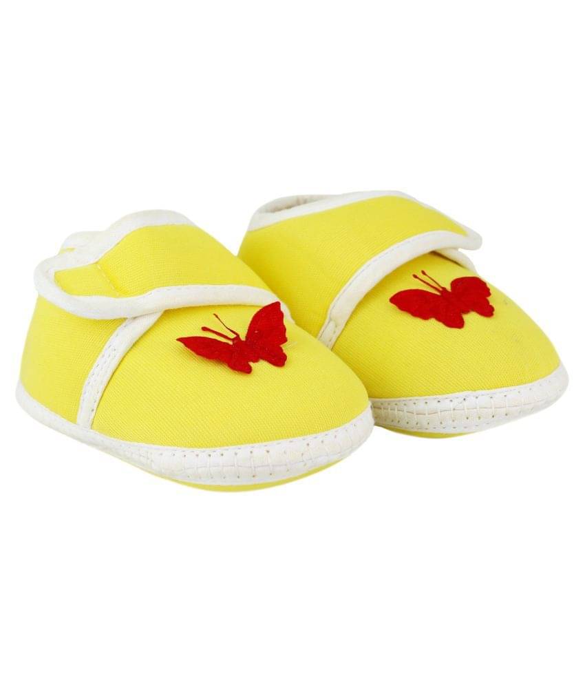     			Neska Moda Baby Unisex Butterfly Yellow Booties/Shoes For 0 To 12 Months Infants-BT7