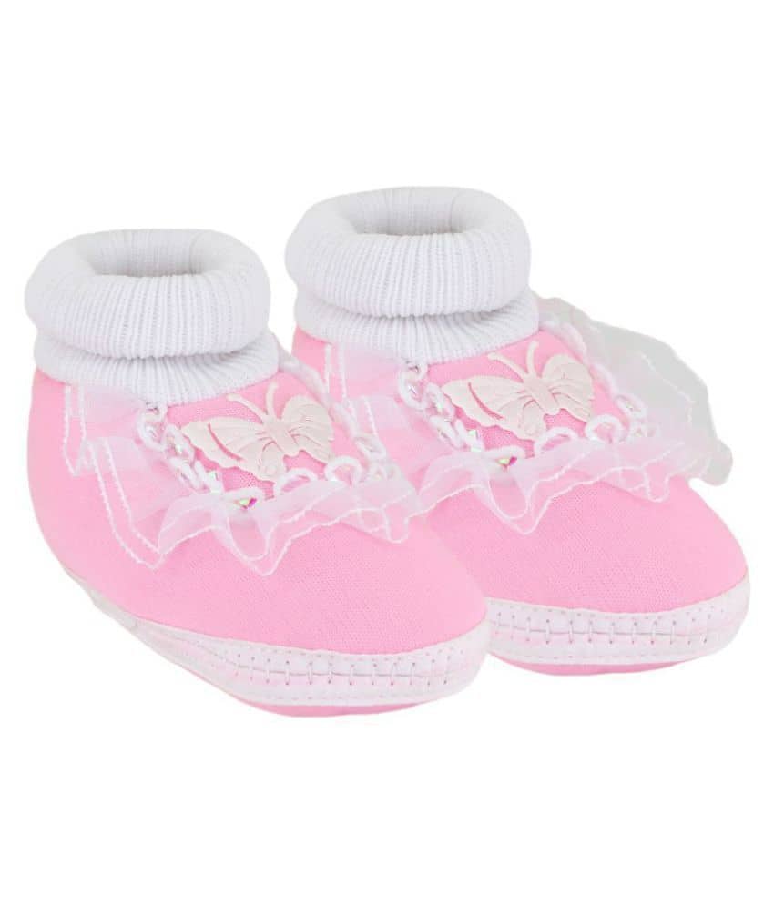 Neska Moda Baby Unisex Frill Butterfly Baby Pink Booties/Shoes For 0 To 12 Months Infants-SK179 - Casual Shoes | Buy online on ZillyBuy